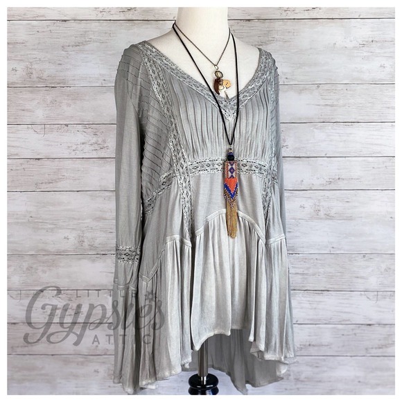 POL Stone Grey Tie it Up Bohemian Tunic - Picture 2 of 12